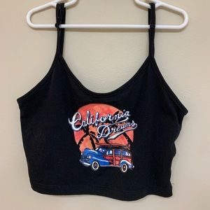 Graphic cropped tank top.